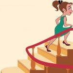 Девушка поднимается по лестнице на каблуках рисунок