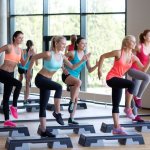 girls lose weight doing step aerobics