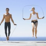 Jumping rope outdoors