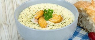 Cheese cream soup with rice and chicken