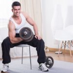 Exercise: concentrated biceps curl at home on a chair