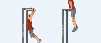 Two-arm strength exercise on the horizontal bar
