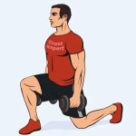 Lunge exercise with dumbbells